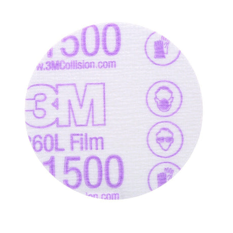 3M 260L 00907 Hookit Finishing Film Abrasive Disc, Aluminum Oxide P1500, White, 3 in (7000000560) (200 Pack)