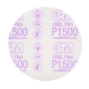 3M 00951 Hookit Finishing Film Abrasive Disc 260L, 5 in, P1500 (7000000562) (100 Pack)