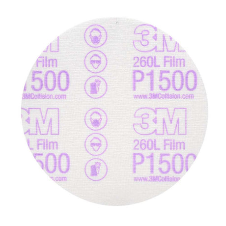3M 00951 Hookit Finishing Film Abrasive Disc 260L, 5 in, P1500 (7000000562) (100 Pack)