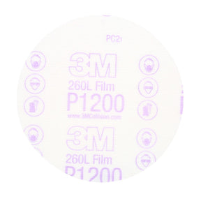 3M 260L 00952 Hookit Finishing Film Abrasive Disc, Aluminum Oxide, P1200, White, 5 in (7000000563) (400 Pack)