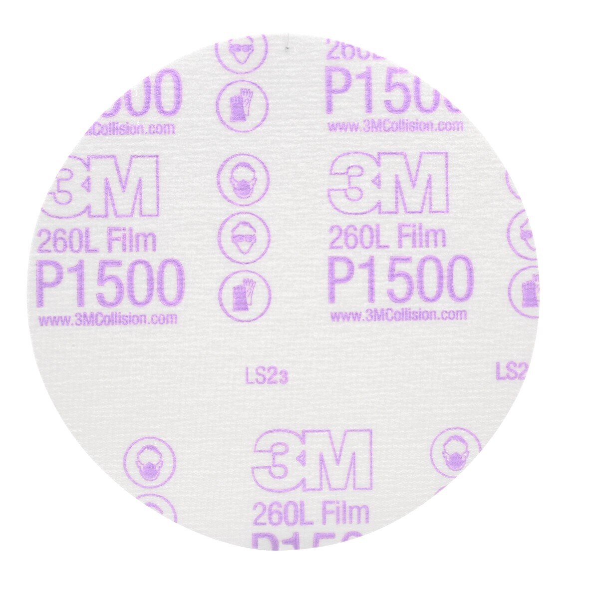 3M 260L 00950 Hookit Finishing Film Abrasive Disc, Aluminum Oxide, P1500, White, 6 in, Clear Coat Sanding, Paint Finishing, Defect Removal (7000000566) (400 Pack)