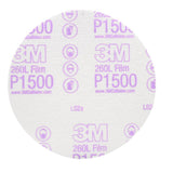 3M 260L 00950 Hookit Finishing Film Abrasive Disc, Aluminum Oxide, P1500, White, 6 in, Clear Coat Sanding, Paint Finishing, Defect Removal (7000000566) (400 Pack)