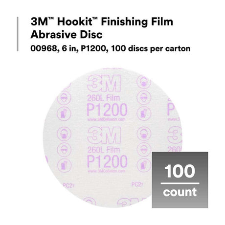 3M 00968 Hookit Finishing Film Abrasive Disc 260L, 6 in (7000000567) (100 Pack) - 5