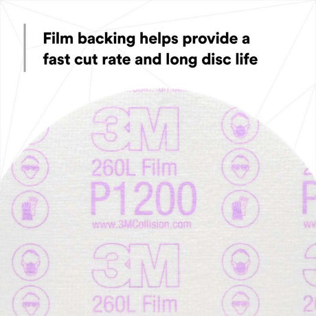 3M 00968 Hookit Finishing Film Abrasive Disc 260L, 6 in (7000000567) (100 Pack) - 6