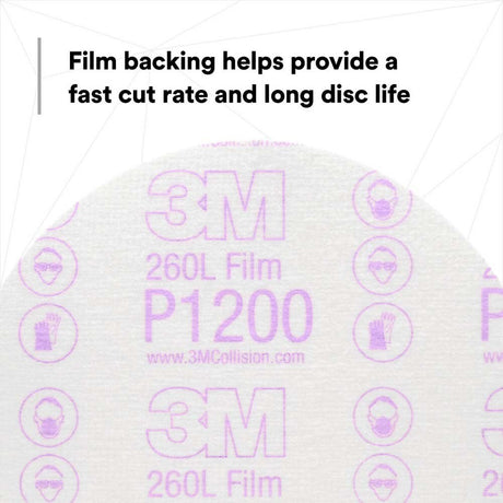 3M 00968 Hookit Finishing Film Abrasive Disc 260L, 6 in (7000000567) (100 Pack) - 6