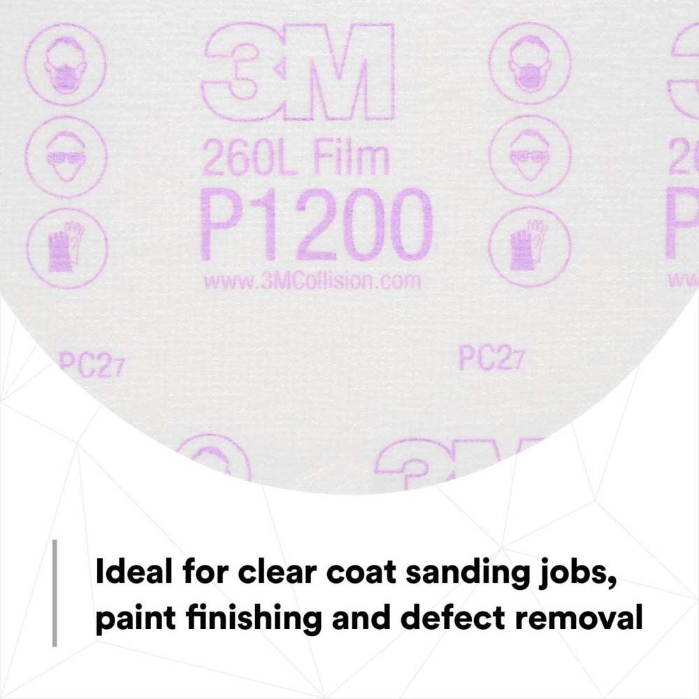3M 00968 Hookit Finishing Film Abrasive Disc 260L, 6 in (7000000567) (100 Pack) - 7