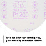 3M 00968 Hookit Finishing Film Abrasive Disc 260L, 6 in (7000000567) (100 Pack) - 7
