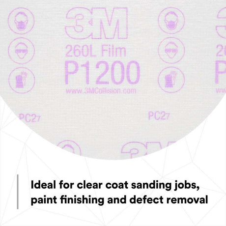 3M 00968 Hookit Finishing Film Abrasive Disc 260L, 6 in (7000000567) (100 Pack) - 7