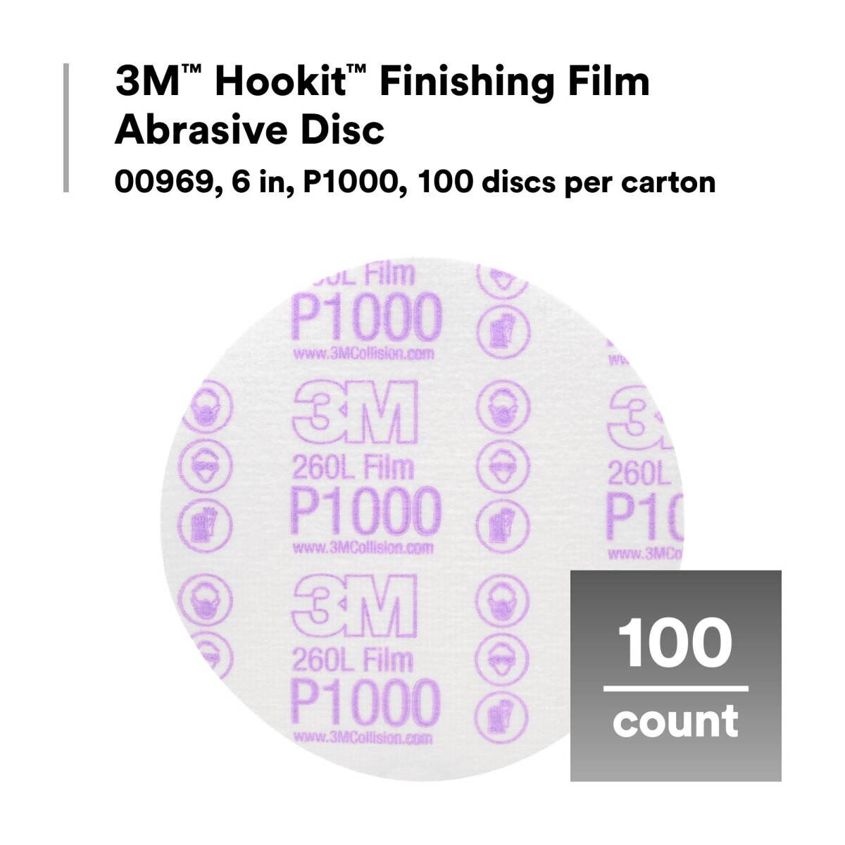 3M 260L 00969 Hookit Finishing Film Abrasive Disc, P1000, 6 in, Clear Coat Sanding, Paint Finishing, Defect Removal (7000000568) (400 Pack) - 5