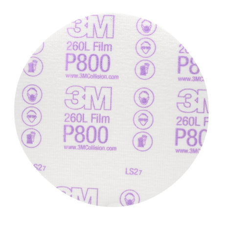 3M 260L 00970 Hookit Finishing Film Abrasive Disc, P800, White, 6 in (7000000569) (400 Pack)