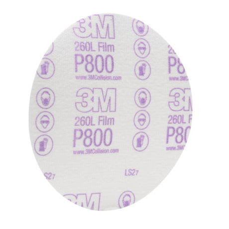 3M 260L 00970 Hookit Finishing Film Abrasive Disc, P800, White, 6 in (7000000569) (400 Pack) - 6