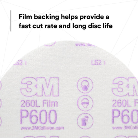 3M 260L 00971 Hookit Finishing Film Abrasive Disc, P600, Aluminum Oxide, Polyester Film Backing, White, 6 in (7000000570) (400 Pack) - 5
