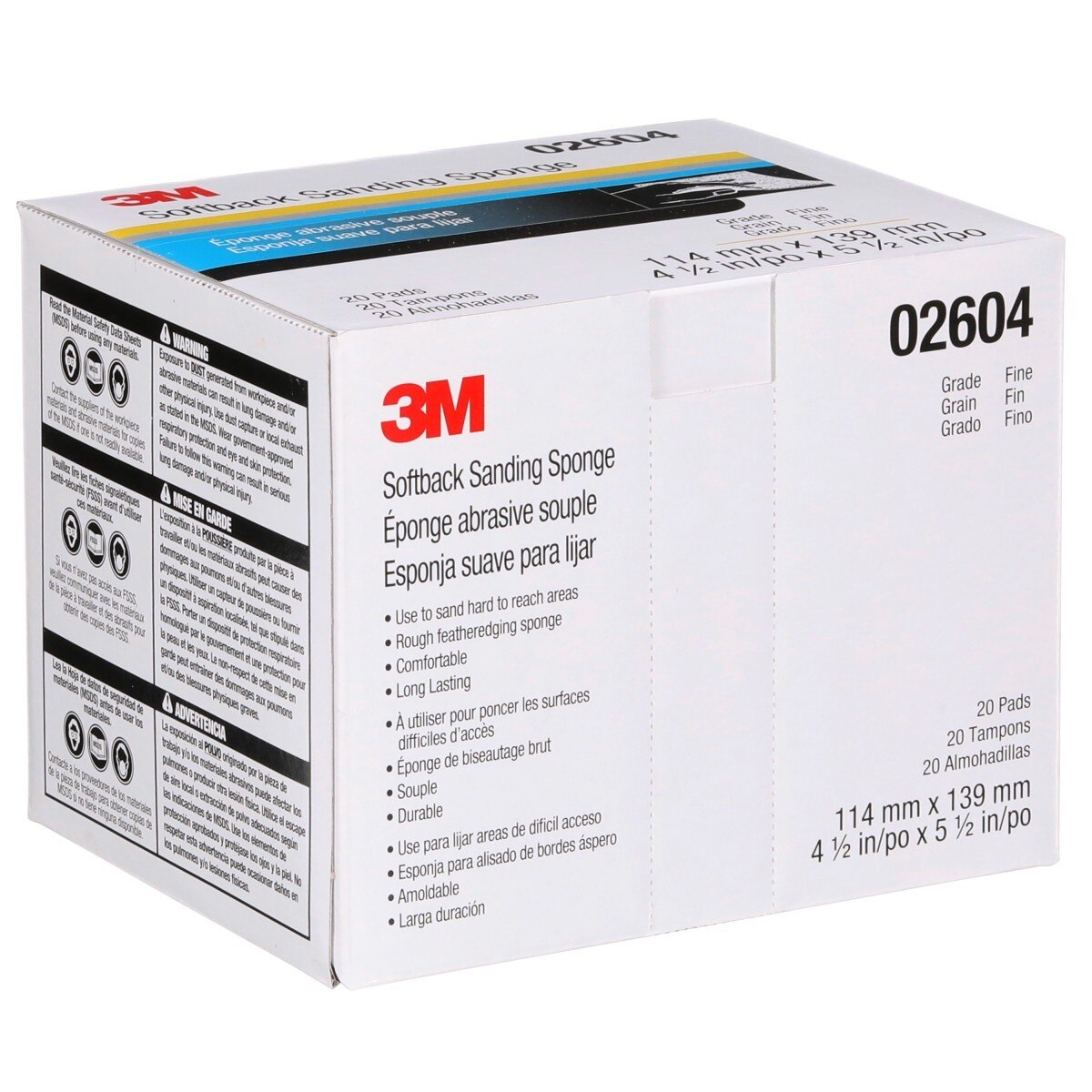 3M 02604 2604 Softback Sanding Sponge, Fine, Gray, 4-1/2 in x 5-1/2 in (7000000589) (120 Pack) - 10