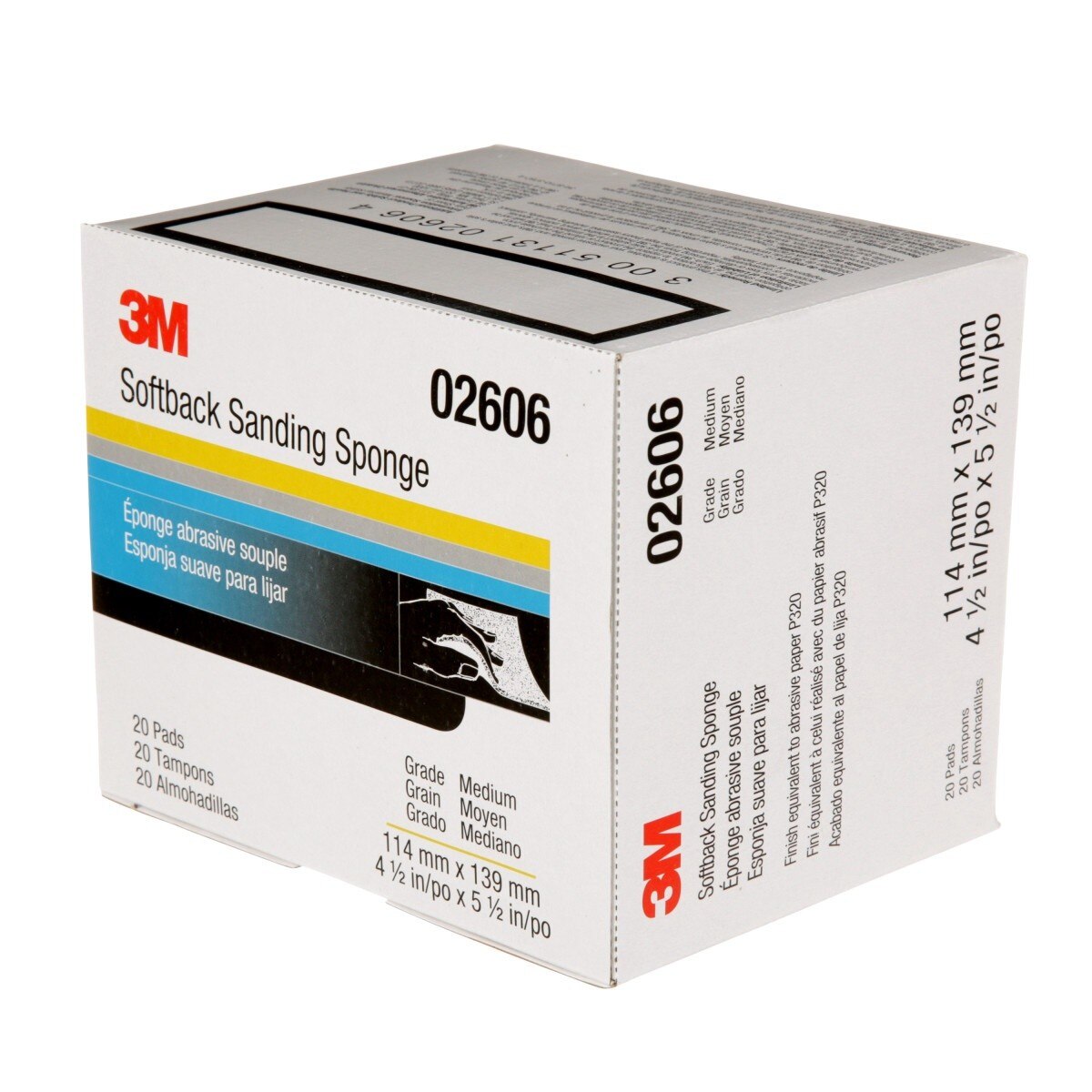 3M 02606 2606 Softback Sanding Sponge, Medium, Gray, 4 1/2 in x 5 1/2 in for Hand Sanding Wet or Dry (7000000590) (120 Pack) - 5