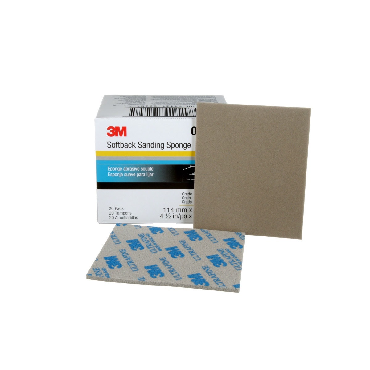 3M 02601 2601 Softback Sanding Sponge, Ultrafine, Aluminum Oxide, Gray, 4-1/2 in x 5-1/2 in, Wet or Dry (7000000592) (120 Pack) - 6