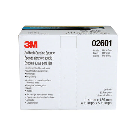 3M 02601 2601 Softback Sanding Sponge, Ultrafine, Aluminum Oxide, Gray, 4-1/2 in x 5-1/2 in, Wet or Dry (7000000592) (120 Pack) - 7