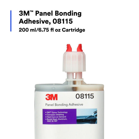 3M 08115 Panel Bonding Adhesive Two-Part Epoxy, Black, 200 mL Cartridge for Auto Body Panels, Bonds Steel, Aluminum, SMC & FRP (08115) (7000000610)  - (6Pack) - 2