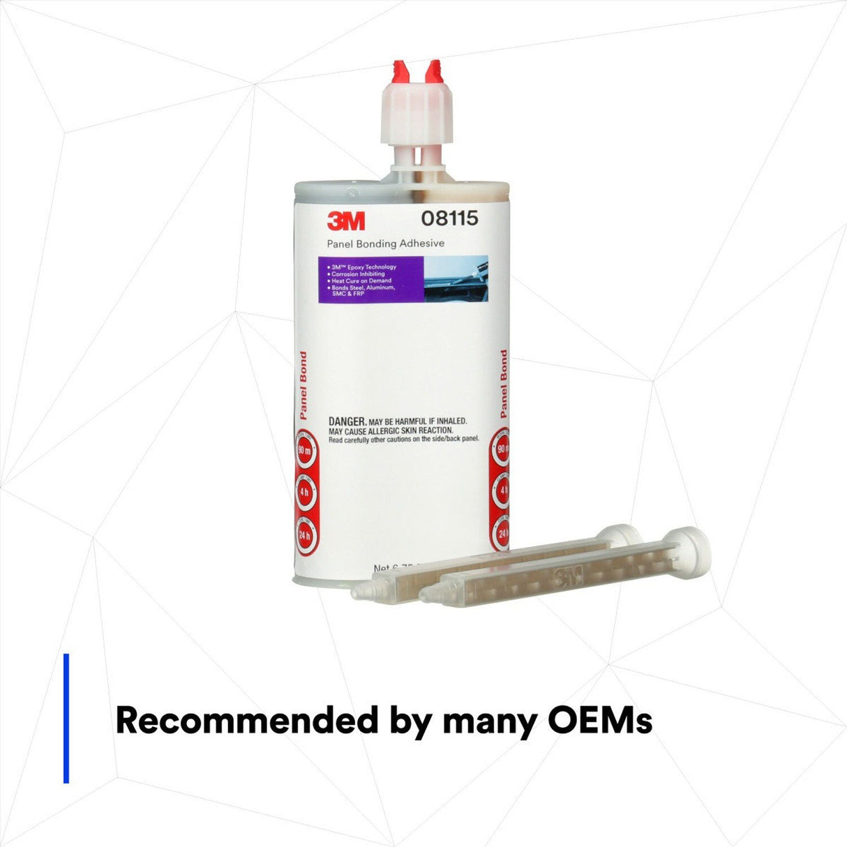 3M 08115 Panel Bonding Adhesive Two-Part Epoxy, Black, 200 mL Cartridge for Auto Body Panels, Bonds Steel, Aluminum, SMC & FRP (08115) (7000000610)  - (6Pack) - 3