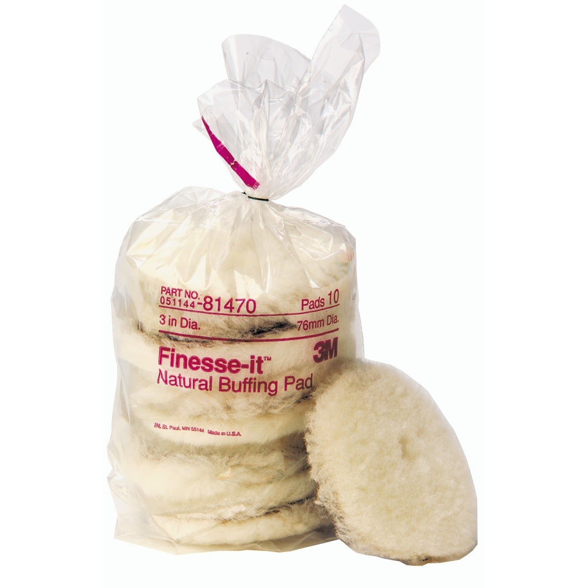 3M 85103 Finesse-it Natural Buffing Pad, 3 in, Black (7000000612) (50 Pack)