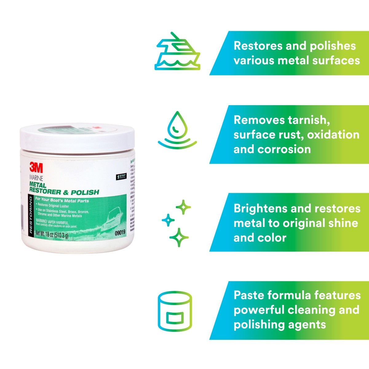 3M Metal Restorer and Polish, 18 oz Paste (00901) (7000000616)  - (6Pack) - 5