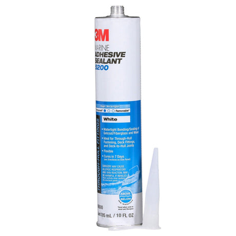 3M 06500 09499 5200 Marine Adhesive Sealant White 10 fl oz Cartridge Permanent Above and Below Waterline (7000000623) (12 Pack) - 2