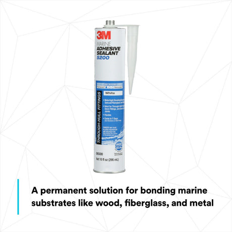 3M 06500 09499 5200 Marine Adhesive Sealant White 10 fl oz Cartridge Permanent Above and Below Waterline (7000000623) - 6