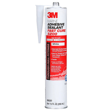 3M 5200FC 6520 Marine Adhesive Sealant Fast Cure, White, 10 fl oz Cartridge for Above and Below Waterline (7000000629)  - (12Pack)