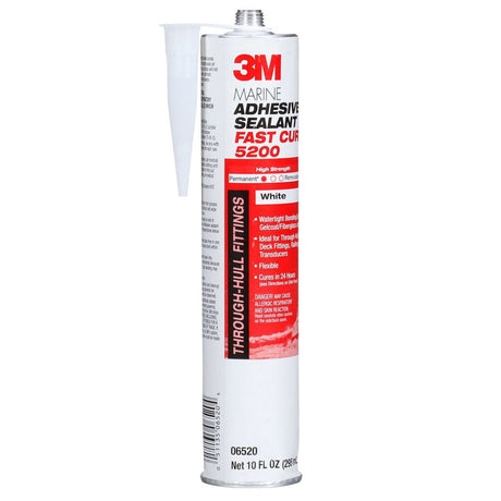 3M 5200FC 6520 Marine Adhesive Sealant Fast Cure, White, 10 fl oz Cartridge for Above and Below Waterline (7000000629)  - (12Pack) - 2
