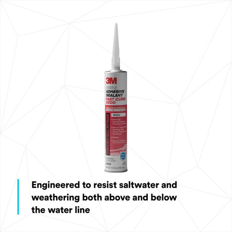 3M 5200FC 6520 Marine Adhesive Sealant Fast Cure, White, 10 fl oz Cartridge for Above and Below Waterline (7000000629) - 5