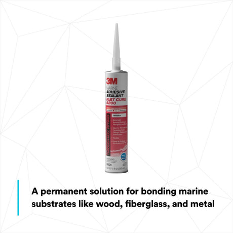 3M 5200FC 6520 Marine Adhesive Sealant Fast Cure, White, 10 fl oz Cartridge for Above and Below Waterline (7000000629)  - (12Pack) - 10