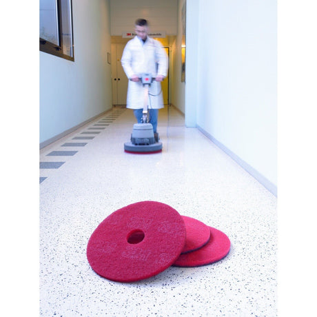 3M 5100 Red Buffer Pad, Red, 17 in x 1 in, Center Hole, 175-600 RPM (7000000662) (5 Pack) - 4