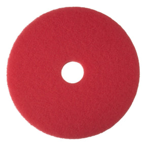 3M 5100 Red Buffer Pad, Red, 15 in Round, Center Hole, 175-600 RPM, Spray Buffing (7000000679) (5 Pack)