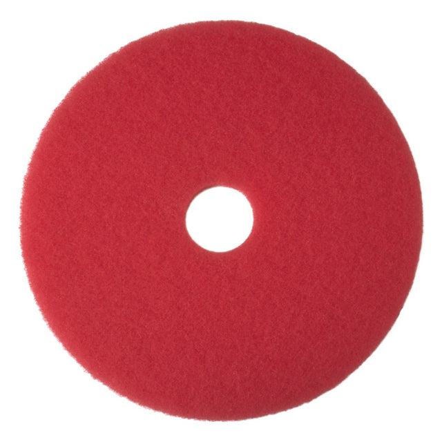 3M 5100 Red Buffer Pad, Red, 15 in Round, Center Hole, 175-600 RPM, Spray Buffing (7000000679) (5 Pack)