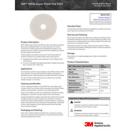 3M 4100 White Super Polish Pad, White, 13 in (7000000684) (5 Pack) - 2