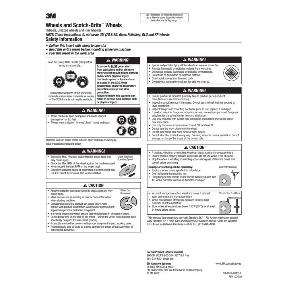 3M XL-UW Scotch-Brite EXL Unitized Wheel, 3 in x 1/4 in x 3/8 in 8A MED (7000000700) (40 Pack) - 5