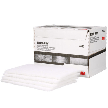 3M HP-HP 7445 Scotch-Brite Light Cleansing Hand Pad, Super Fine, Nepheline Syenite, White, 6 in x 9 in, For Delicate Surfaces (7000000727) (60 Pack) - 3