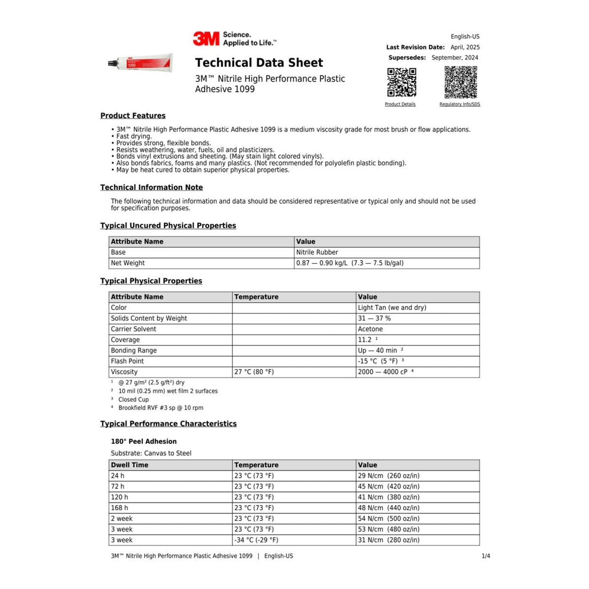3M Nitrile High Performance Plastic Adhesive 1099, Tan, 5 fl oz Tube (1099) (7000000796) (Case of 36)  - (36Pack) - 7