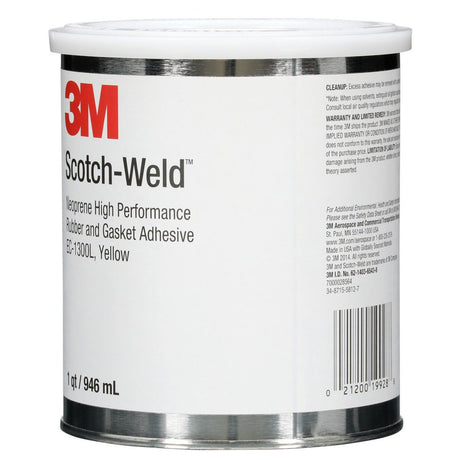 3M 1300 Scotch Neoprene Rubber and Gasket Adhesive, Yellow, 1 Quart Can (1300L) (7000000806)  - (12Pack) - 3