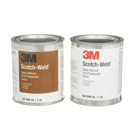 3M 2216 Scotch-Weld Epoxy Adhesive, Translucent, Part B/A, 2 Quart (7000000861)  - (6Pack)