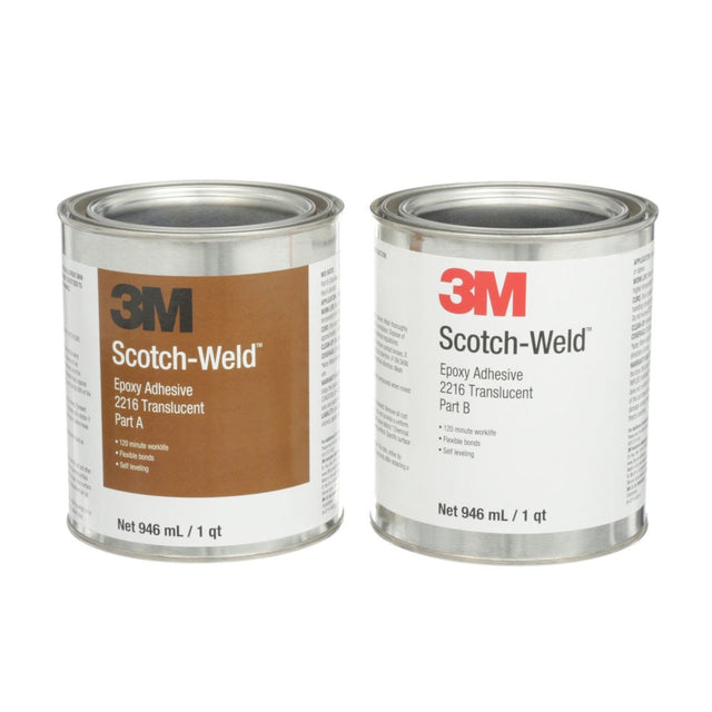 3M 2216 Scotch-Weld Epoxy Adhesive, Translucent, Part B/A, 2 Quart (7000000861)  - (6Pack)