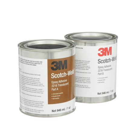 3M 2216 Scotch-Weld Epoxy Adhesive, Translucent, Part B/A, 2 Quart (7000000861)  - (6Pack) - 3