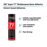 3M 77 21210 Multipurpose Spray Adhesive, Aerosol, Transparent, 24 fl oz Can (Net Wt 16.75 oz) (7000000931) (12 Pack) - 6
