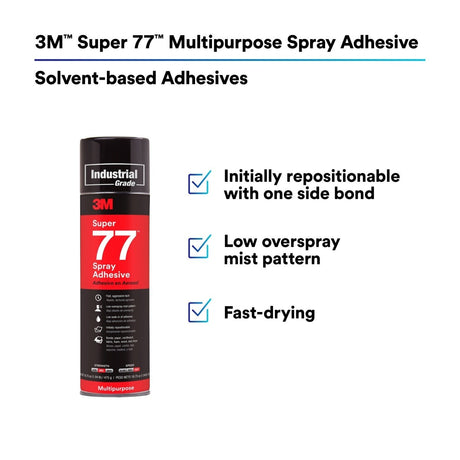 3M 77 21210 Multipurpose Spray Adhesive, Aerosol, Transparent, 24 fl oz Can (Net Wt 16.75 oz) (7000000931) (12 Pack) - 6