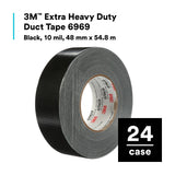 3M 6969 Extra Heavy Duty Duct Tape, Black, 48 mm x 54.8 m, 10.7 mil (7000001232)  - (24Pack) - 9