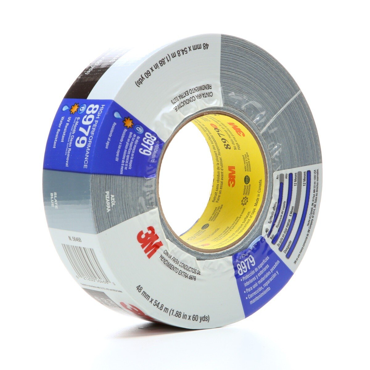 3M Performance Plus Duct Tape Heavy Duty, Slate Blue, 48 mm x 54.8 m, 12.1 mil, 6 Month Clean Removal, UV Resistant (8979) (7000001330)  - (24Pack) - 10