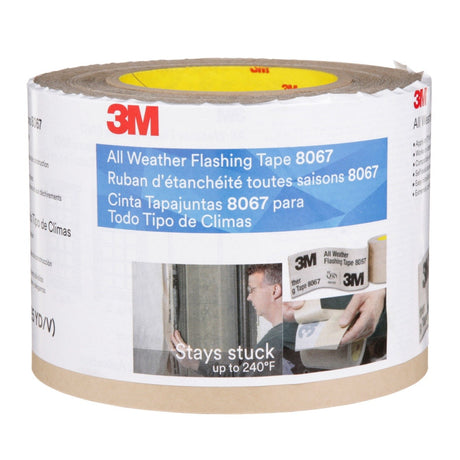 3M 8067 All Weather Flashing Tape, Tan, 4 in x 75 ft, Self-Adhered Window and Door Waterproof Flashing (7000001346) (12 Pack) - 6