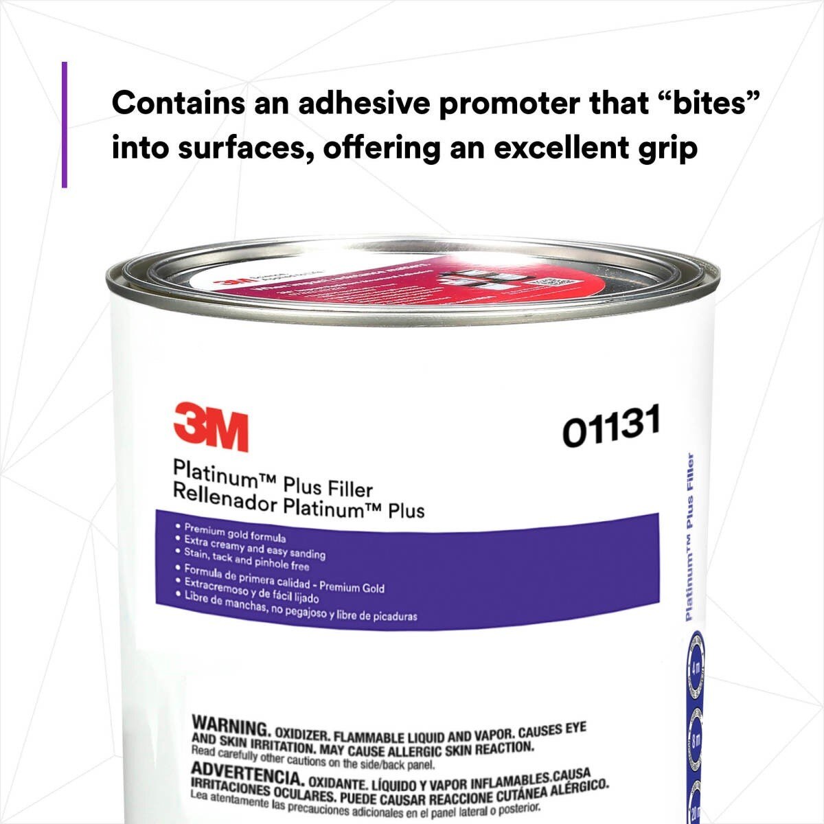 3M Platinum Plus Lightweight Body Filler, Stain Free, Tack Free, 1 gal (01131) (7000001498)  - (4Pack) - 3