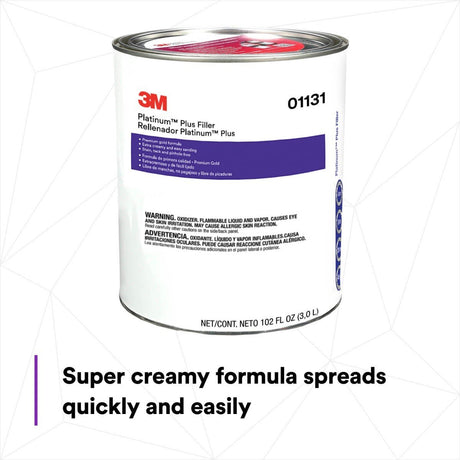 3M Platinum Plus Lightweight Body Filler, Stain Free, Tack Free, 1 gal (01131) (7000001498)  - (4Pack) - 5