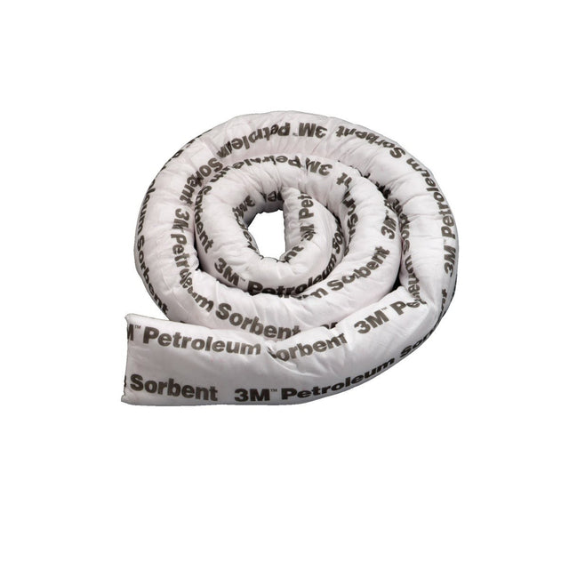 3M T-8 Petroleum Sorbent Mini-Boom, Oil Only, White, 3 in Dia x 8 ft (7000001922) (6 Pack)