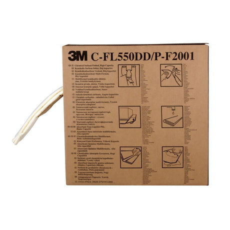 3M C-FL550DD/P-F2001 Chemical Sorbent Folded Roll High Capacity Yellow 5 in x 50 ft 3 Box Case (7000002024)  - (3Pack) - 7